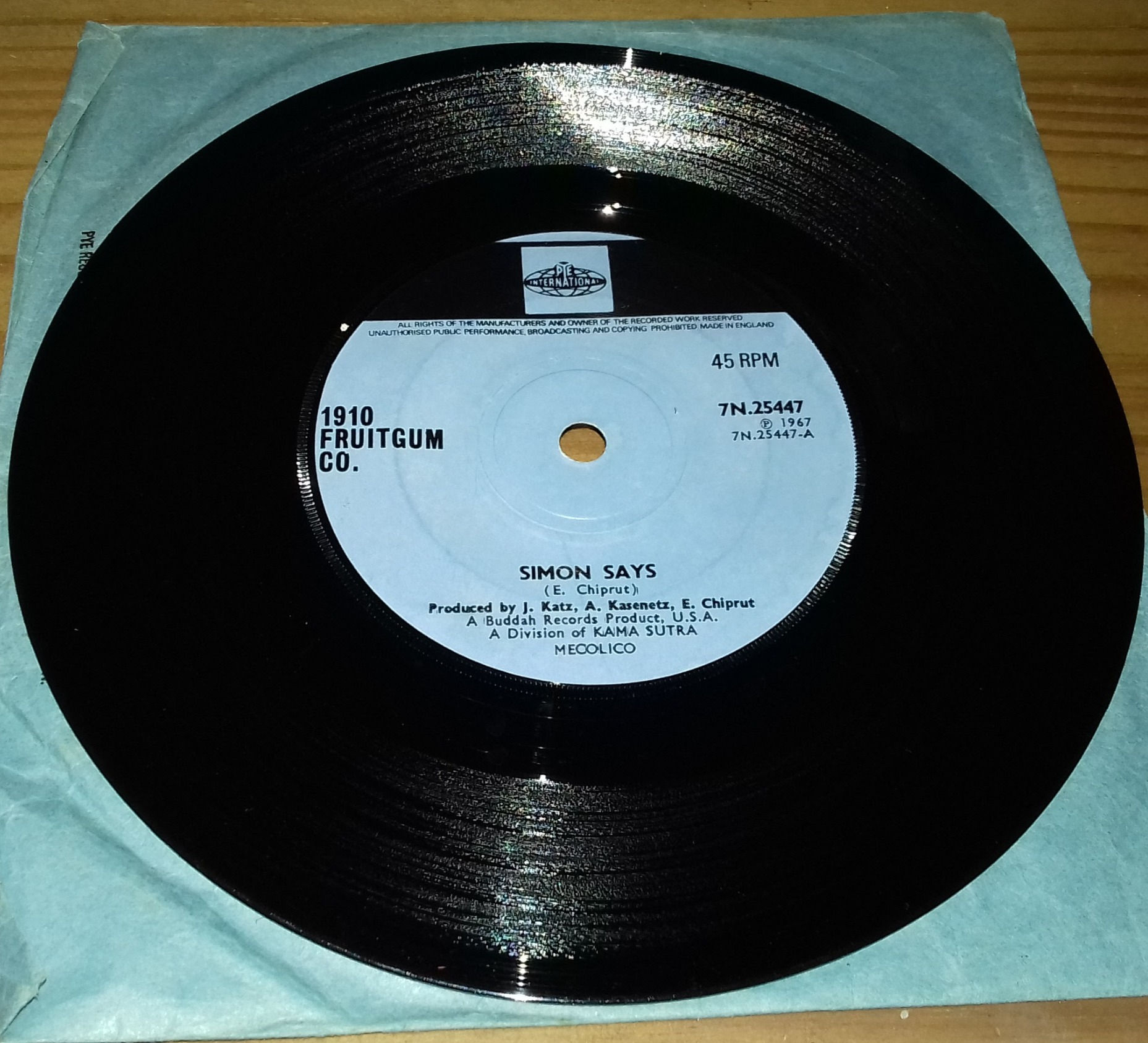 1910 Fruitgum Co.* - Simon Says (7", Single, Sol) (Pye International)