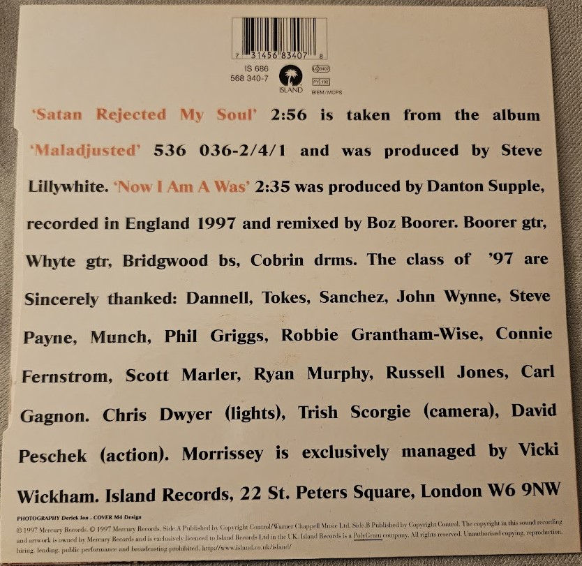 Miniatyrbild: Morrissey - Satan Rejected My Soul (7", Single) (Island Records, Island Records)