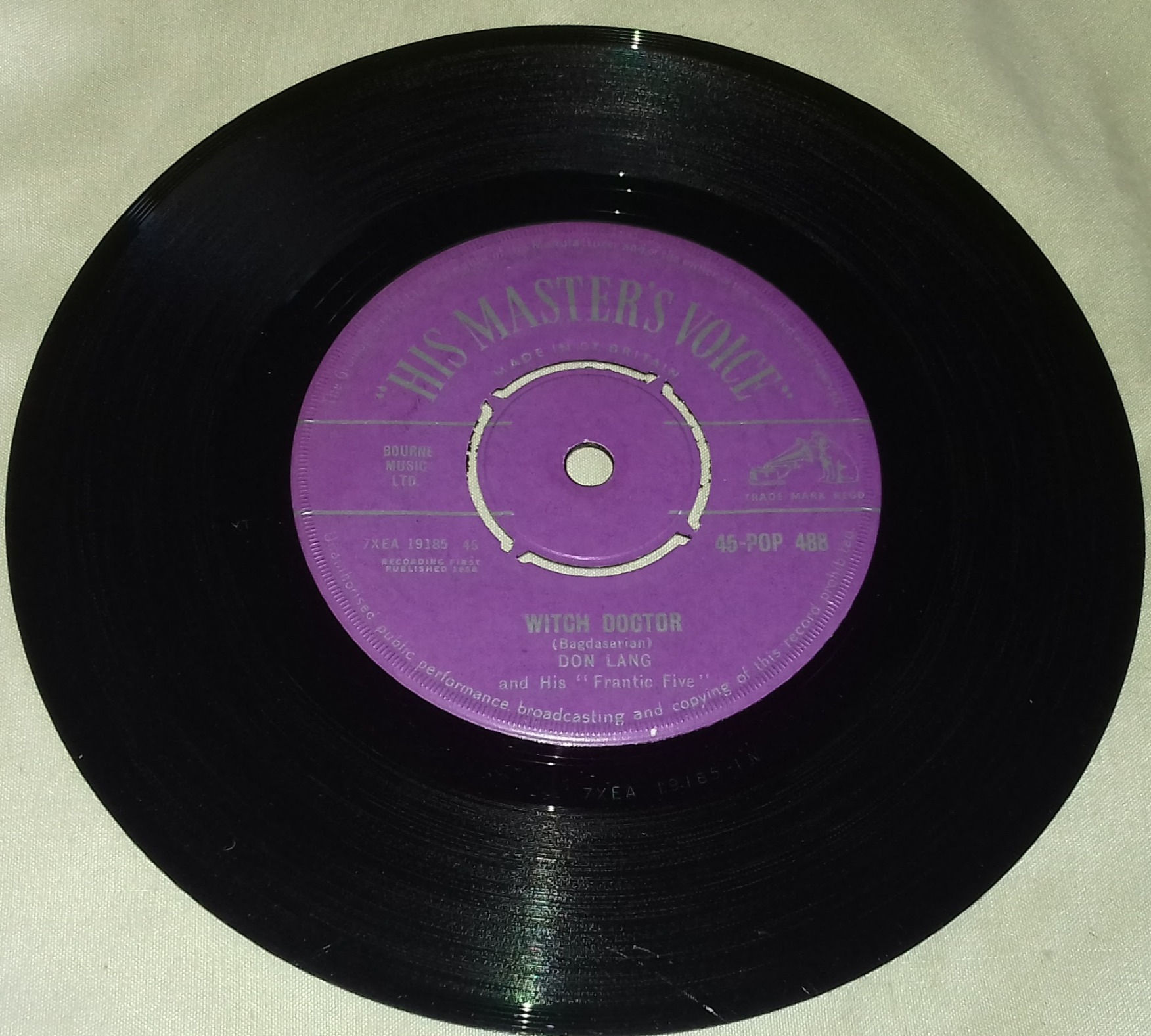 Don Lang And His "Frantic Five"* - Witch Doctor (7", Single) (His Master's Voice