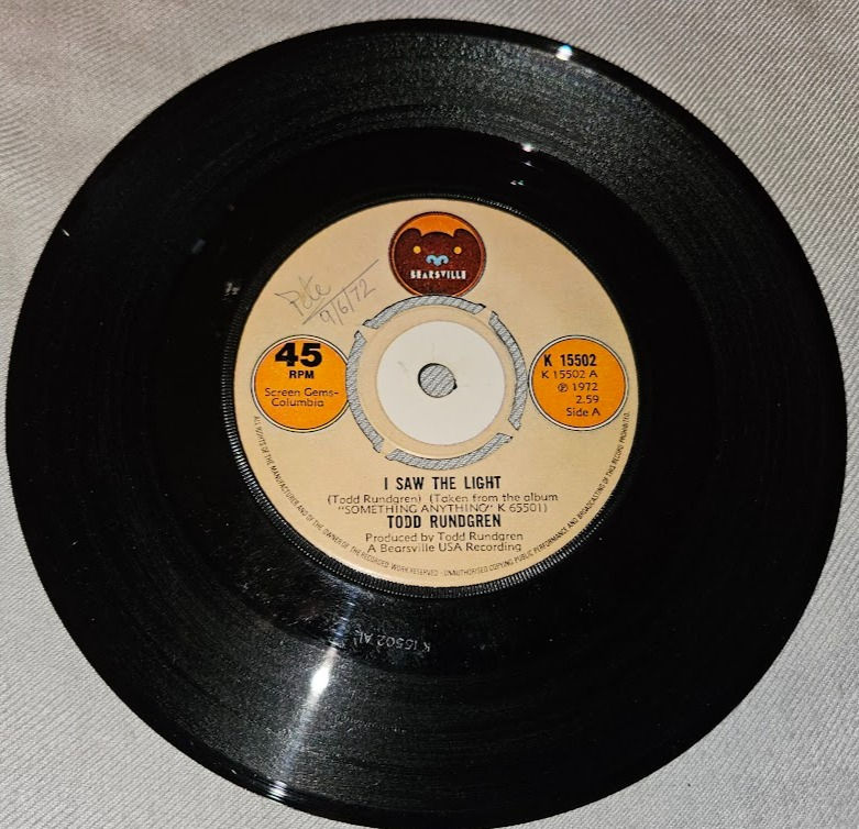 Todd Rundgren - I Saw The Light (7", Single, Kno) (Bearsville)