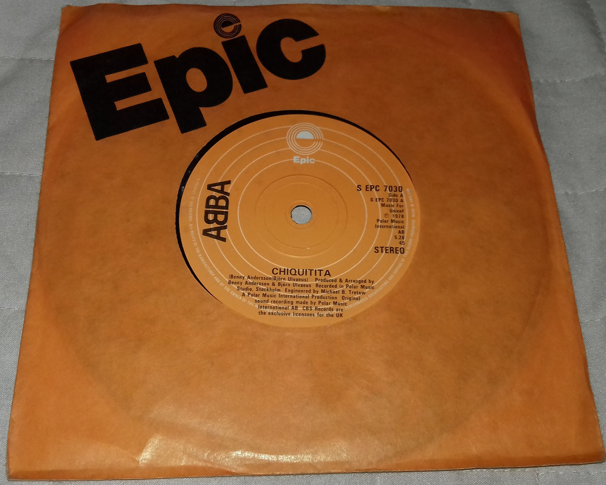 ABBA - Chiquitita (7", Single, Sol) (Epic)