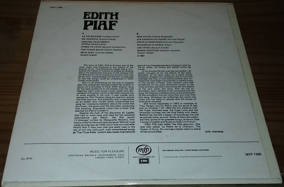 תמונה ממוזערת: Edith Piaf - Edith Piaf (LP, Comp) (Music For Pleasure)