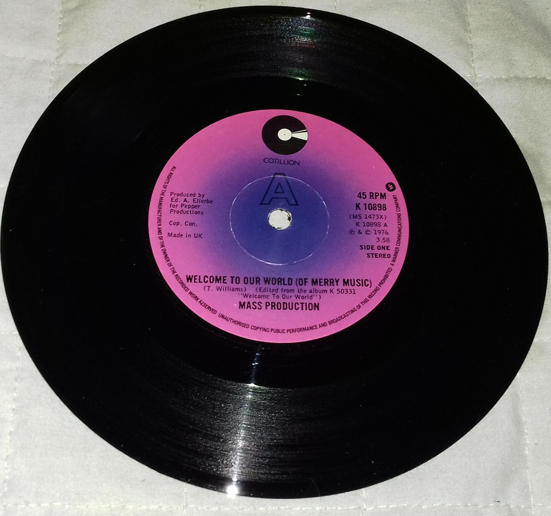 Mass Production - Welcome To Our World (Of Merry Music) (7") (Cotillion)