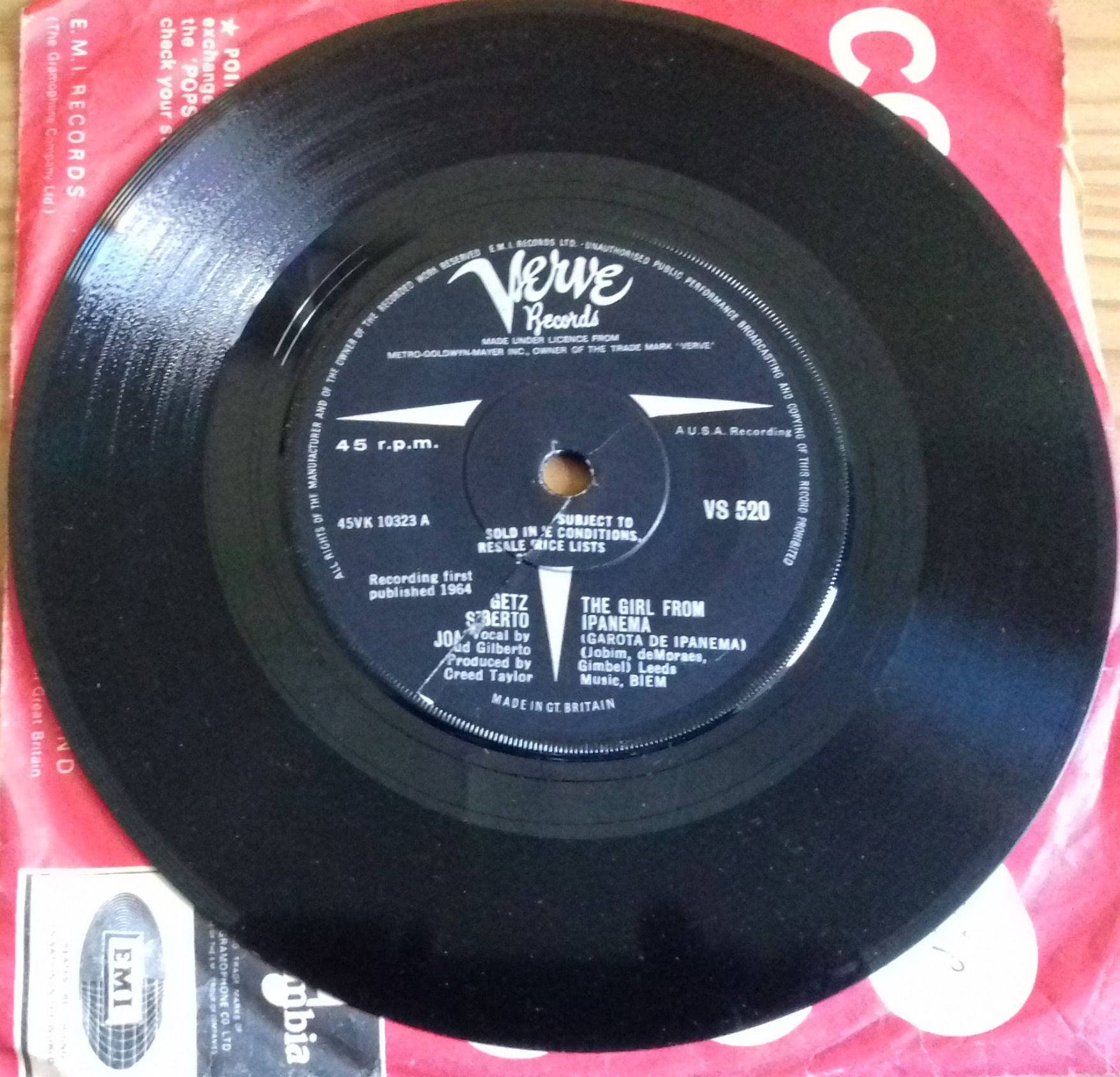 Stan Getz / João Gilberto - The Girl From Ipanema (7", Single) (Verve Records)