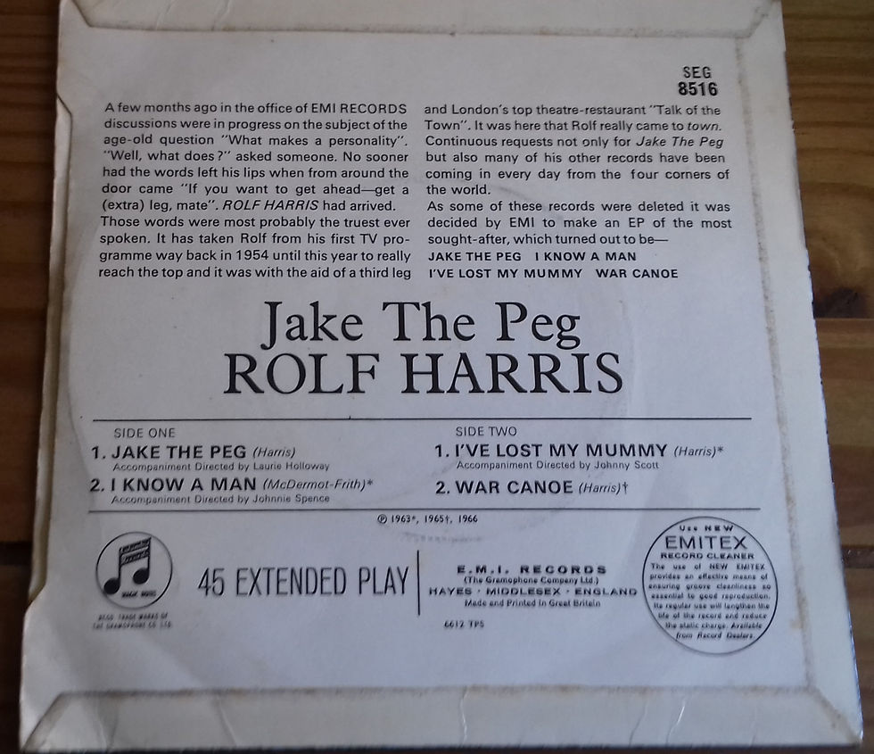 Thumbnail: Rolf Harris - Jake The Peg (7", Mono) (Columbia)