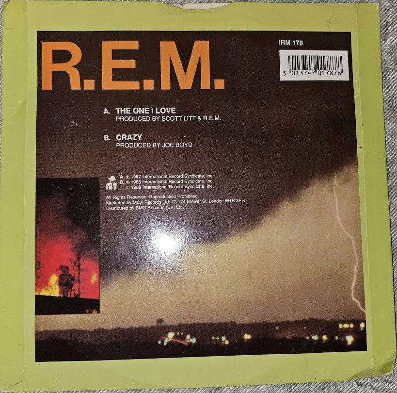 Miniatura: R.E.M. - The One I Love (7", Single, Pap) (I.R.S. Records)