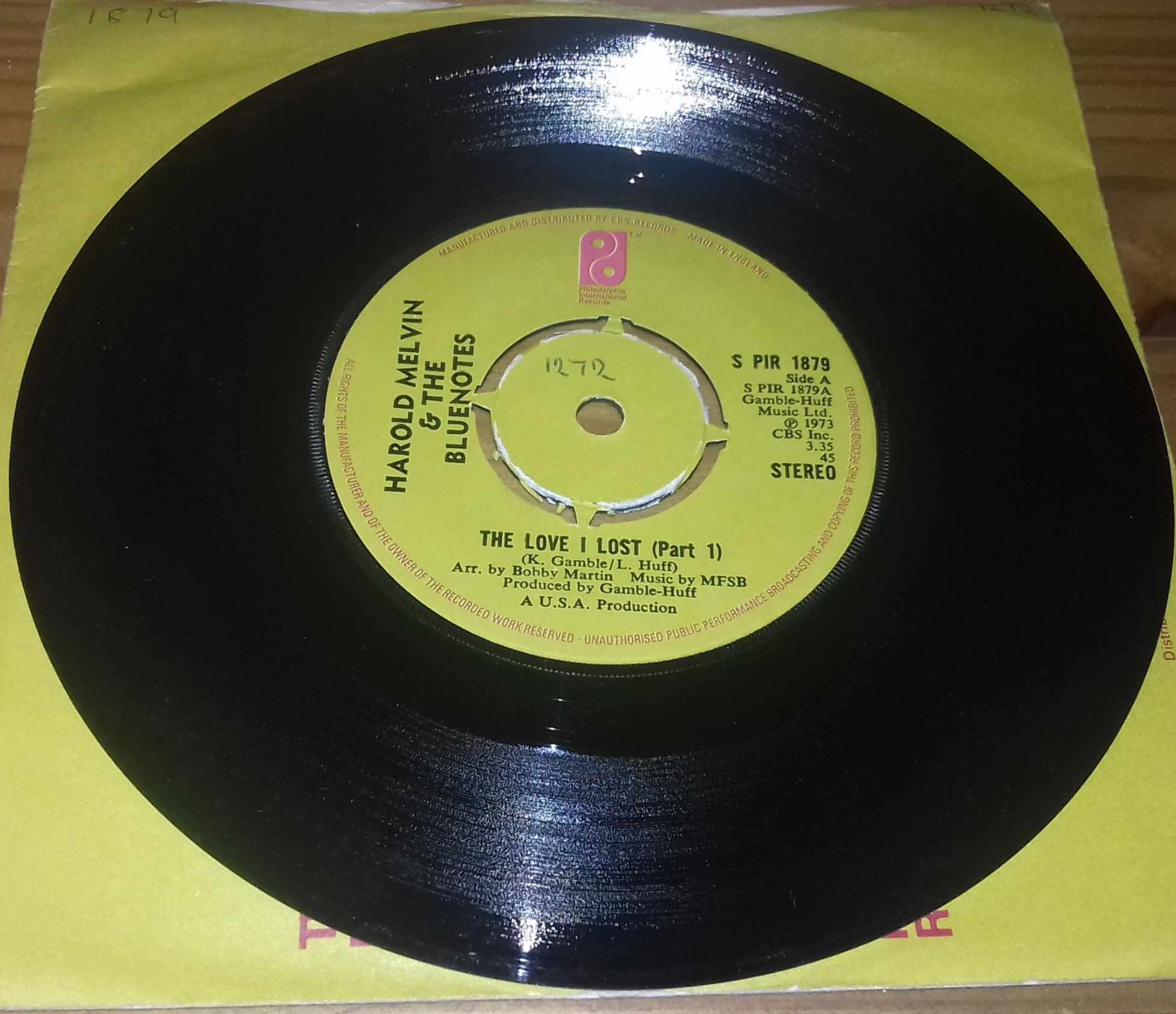 Harold Melvin & The Bluenotes* - The Love I Lost (Part 1) (7", Single, Kno) (Ph