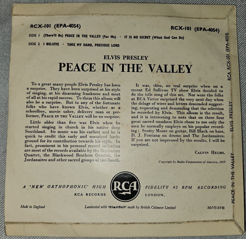 Miniatyrbild: Elvis Presley - Peace In The Valley (7", Album, EP) (RCA Victor, RCA Victor, RCA