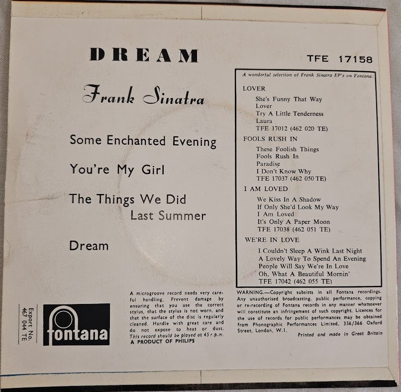 Thumbnail: Frank Sinatra - Dream With Frank Sinatra (7", EP) (Fontana, Fontana)