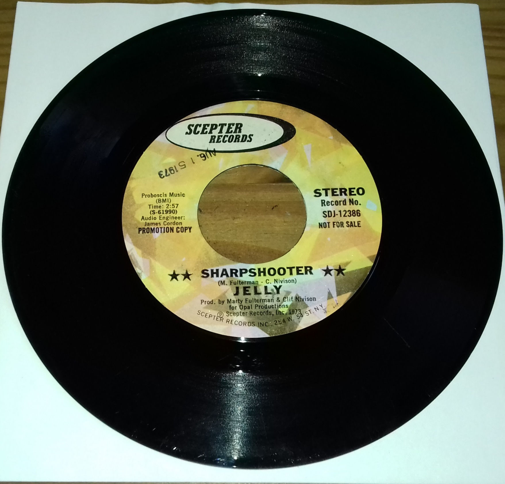 Jelly - Sharpshooter (7", Promo, Styrene) (Scepter Records)