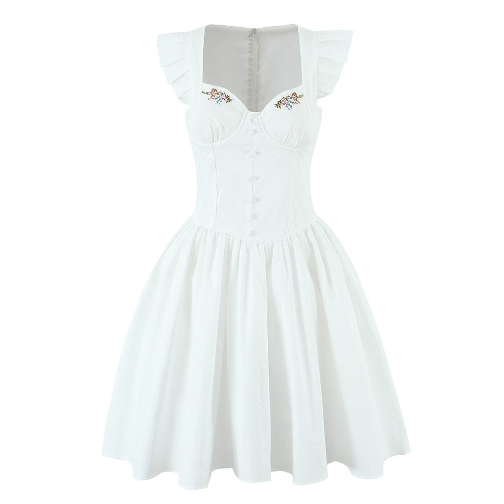 Miniaturbild: Elegantes Damenkleid – Quadratischer Ausschnitt & Puffärmel