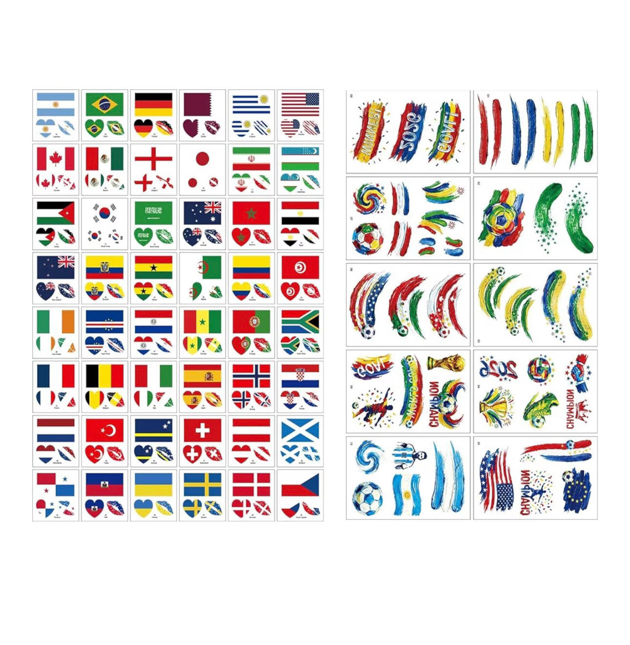World Cup 2026 National Flag Temporary Tattoos