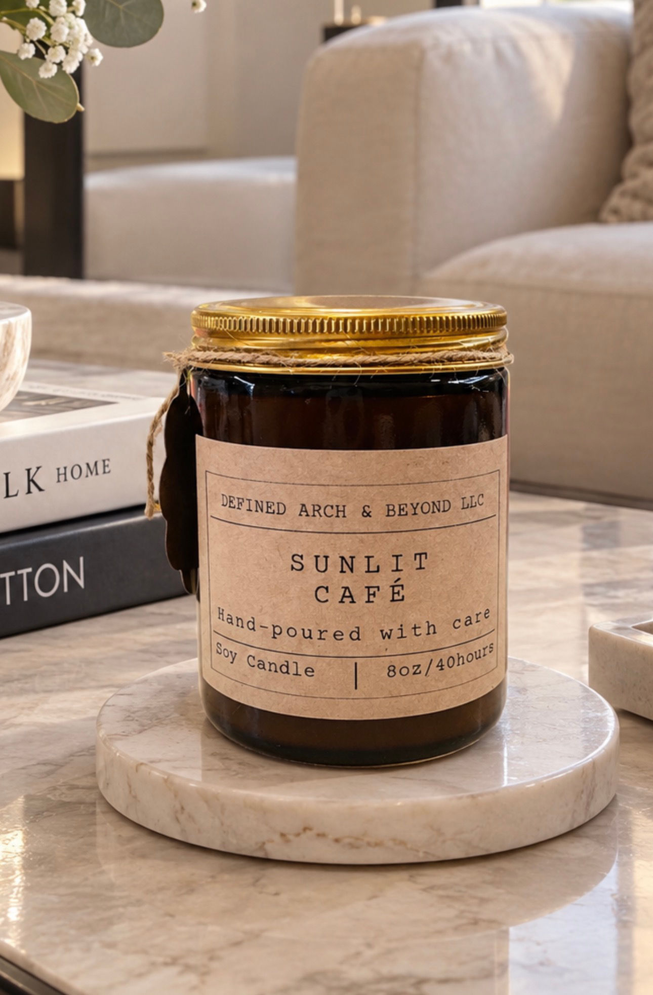 Sunlit Café Scented Soy Candle Jar 8oz