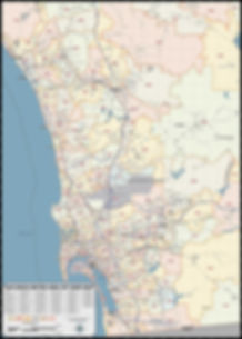 San Diego Metro Area ZIP Code Laminated Wall Map