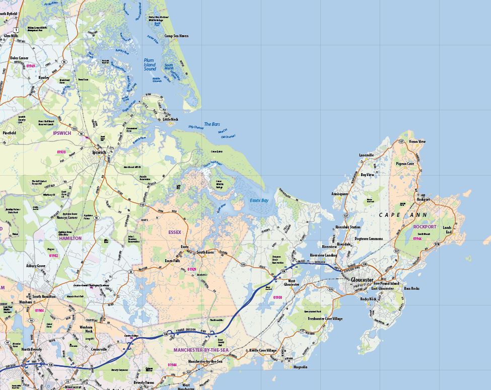 Thumbnail: Boston North Shore Laminated Wall Map