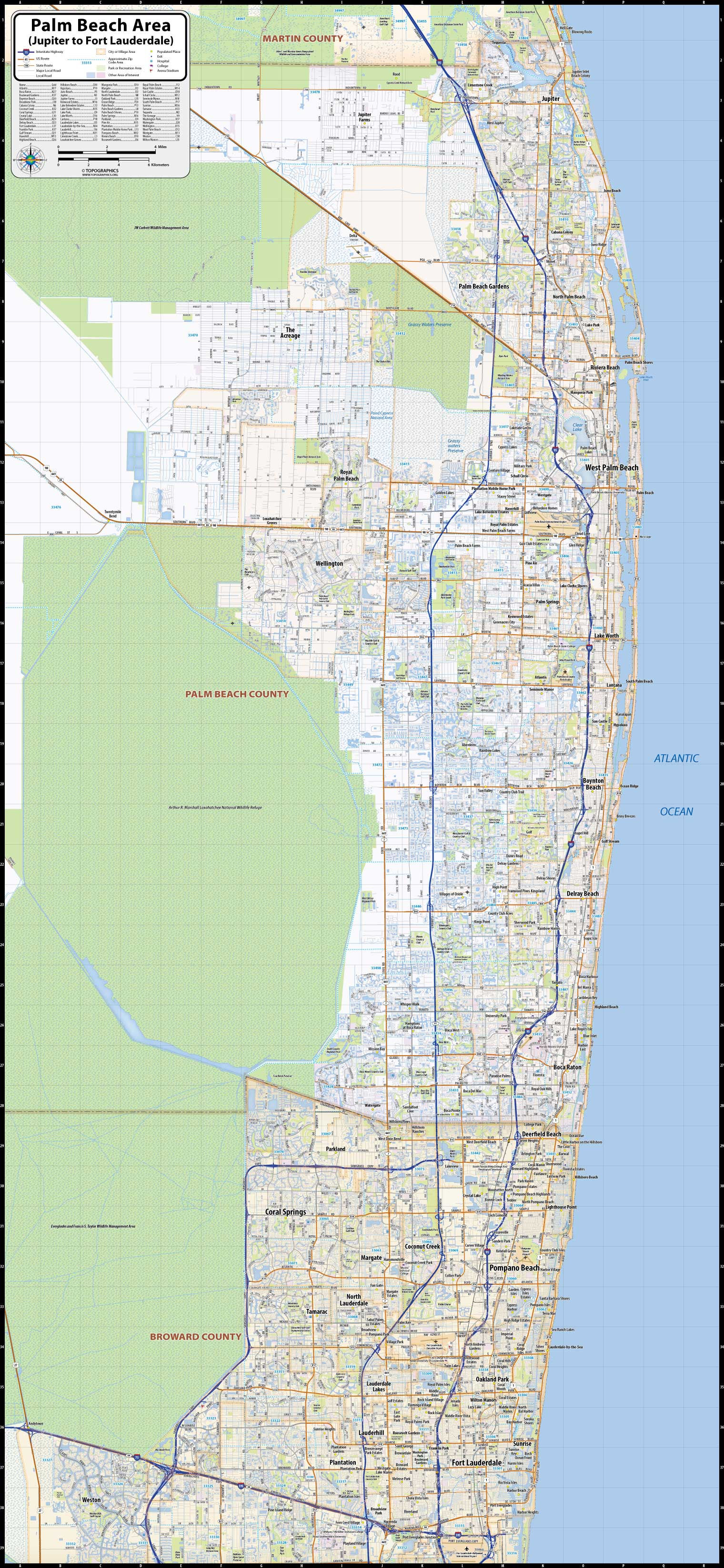 Palm Beach, Florida Area Laminated Wall Map