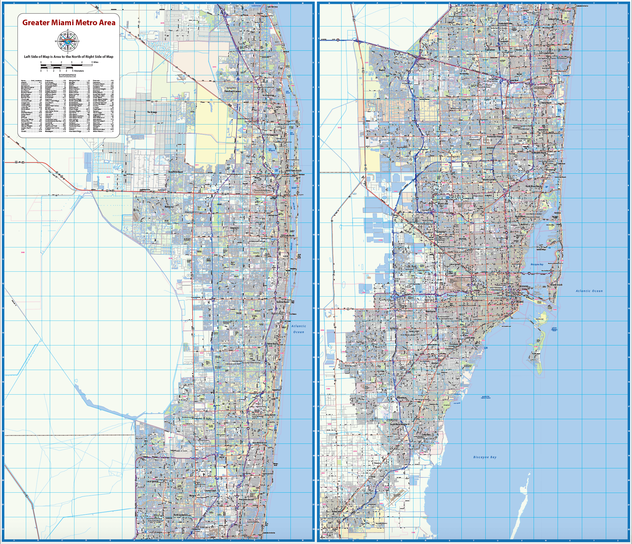 Greater Miami Metro Area Laminated Wall Map