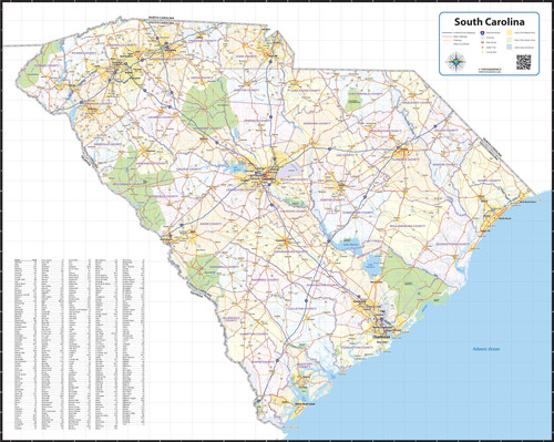 South Carolina Laminated Wall Map Topographics File