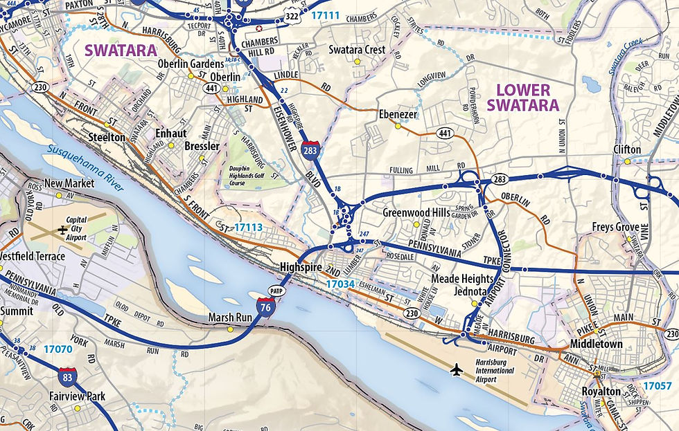 Thumbnail: Harrisburg Metro Area Laminated Wall Map