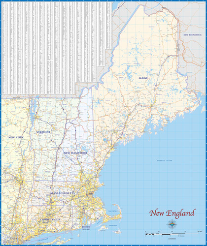 New England Laminated Wall Map | topographics