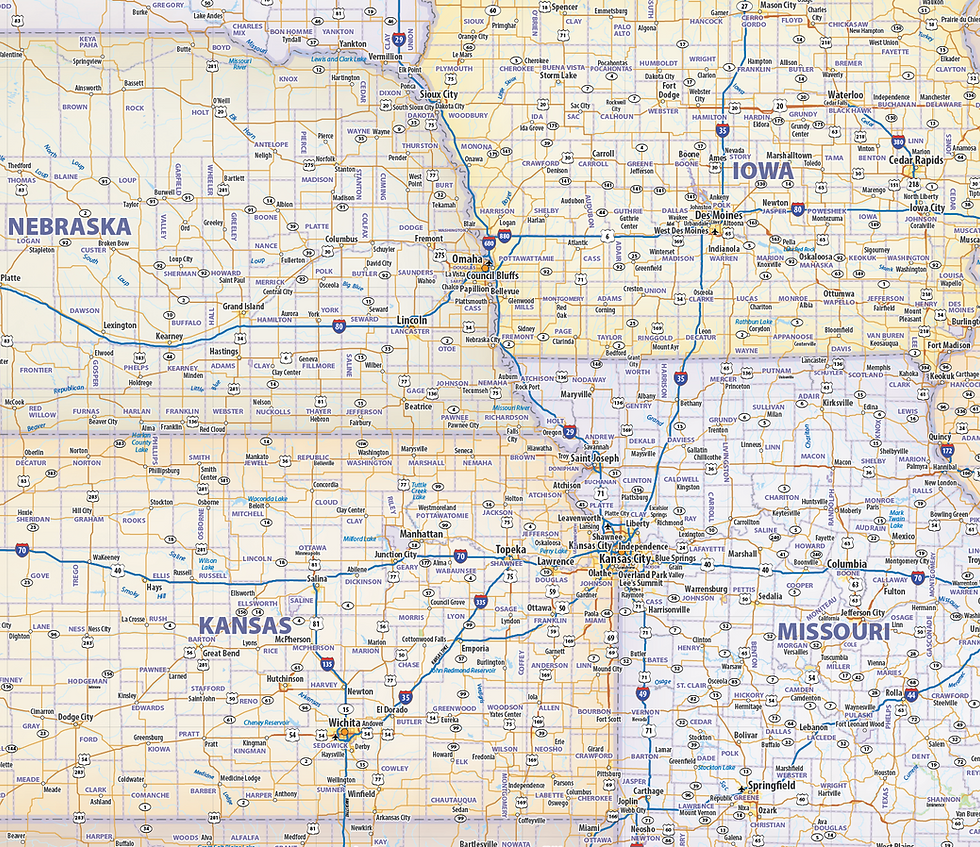 Thumbnail: Central US Laminated Wall Map