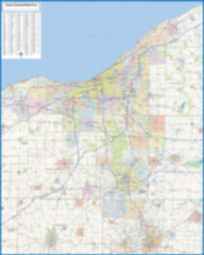 Greater Cleveland Metro Area Laminated Wall Map