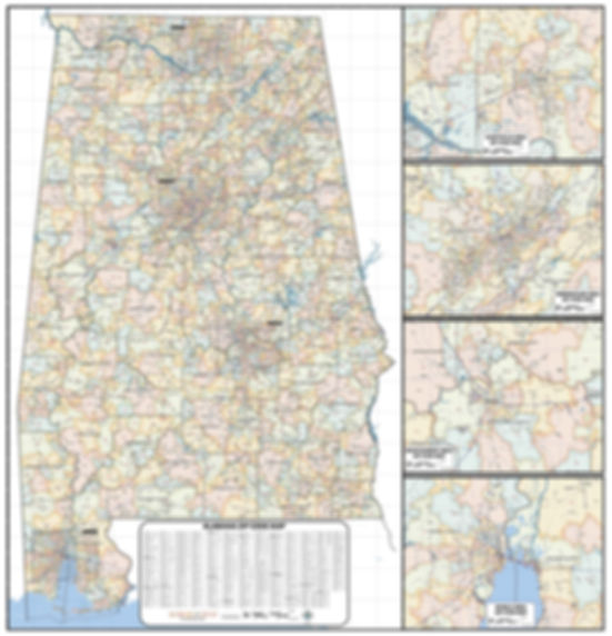 Alabama ZIP Code Laminated Map