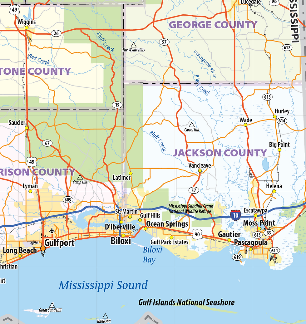 Thumbnail: Mississippi Laminated Wall Map