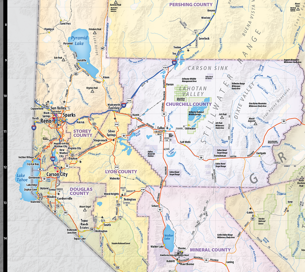Thumbnail: Nevada Laminated Wall Map
