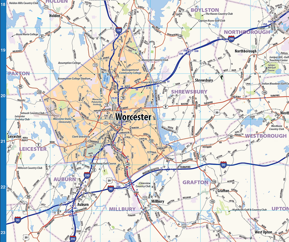 Thumbnail: Boston Metro Area Laminated Wall Map