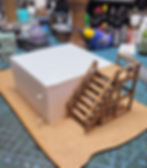 I've used a pre-cut MDF scenery base from Warbases, and dry-fitted the base of the tower and the MDF stairs to double-check the heights match