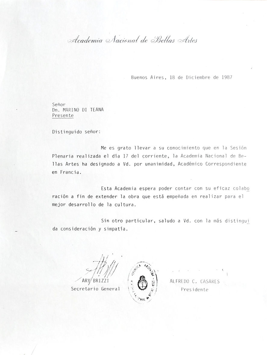 Marino di Teana Academia Nacional de Bellas Artes Argentina