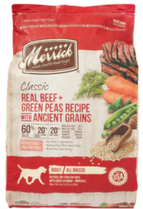 Merrick Classic Canine Beef + Brown Rice with Healthy Ancient Grains - 25lb Bag