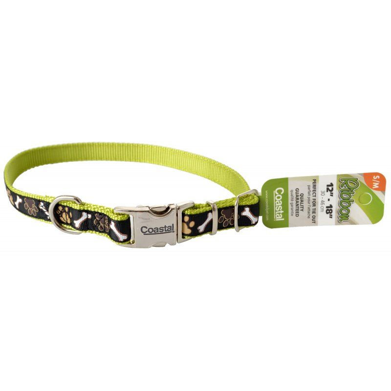 Pet Attire Ribbon Brown Adjustable Nylon Dog Collar with Metal Buckle