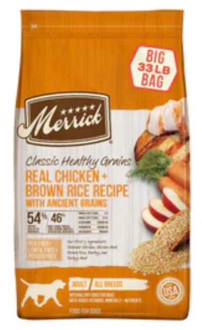Merrick Classic Canine Chicken + Brown Rice with Healthy Ancient Grains-33lb Bag