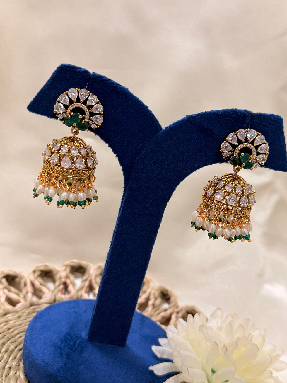 Thumbnail: LP0E53 jumka with AD stone work and pearls 