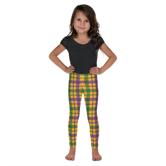Mardi Gras Plaid Leggings - Kids