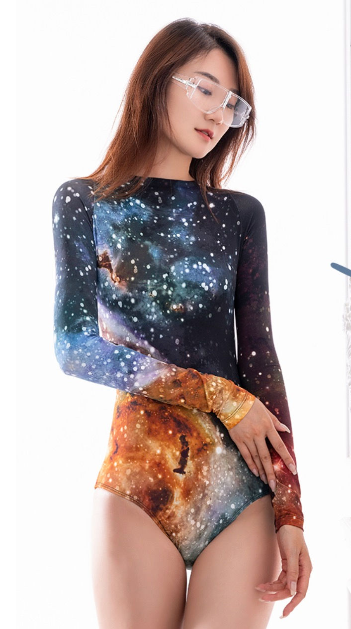 サムネイル： 【Danzea】長袖プリントレオタード(アンドロメダ)