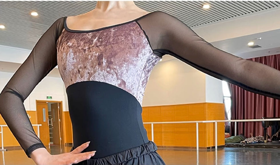 サムネイル： 【TANYEE】長袖Uネックベロアレオタード(TY-LE0230)ピンク