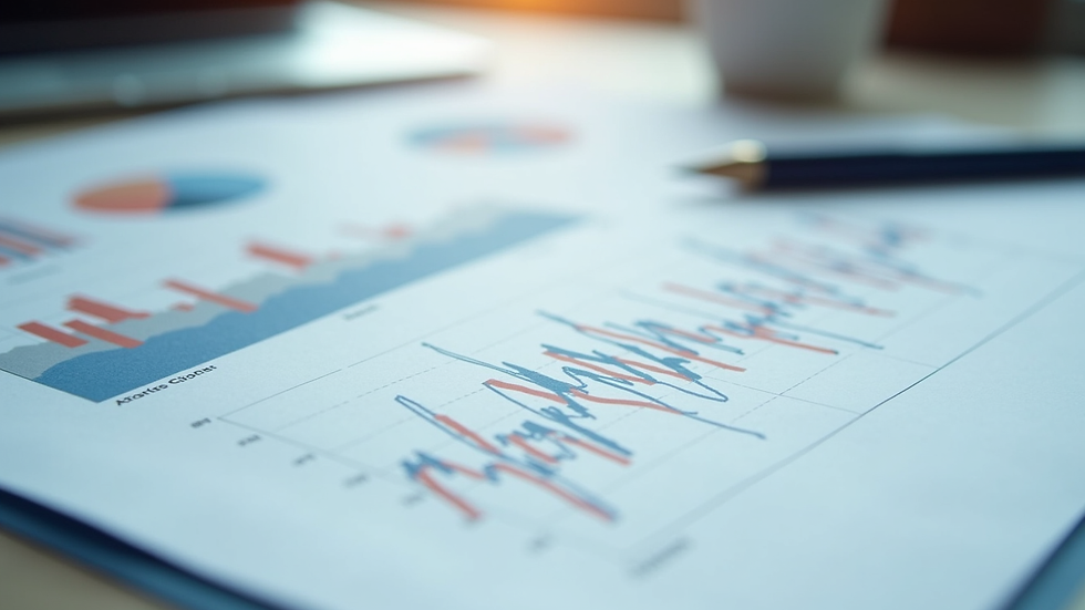 Close-up view of financial report with charts and graphs