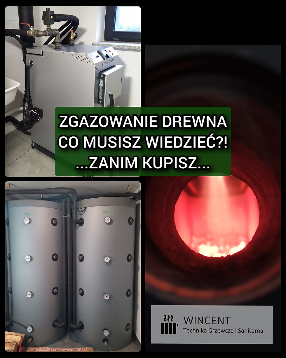 Kocioł na zgazowanie drewna (Holzgas) z buforem ciepła i układem Laddomat. Profesjonalny inżynieryjny montaż kotłowni, Ostrołęka i okolice.