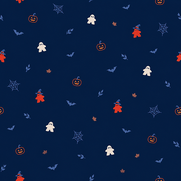 Crisp navy Halloween meeple repeat pattern.png