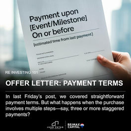 OFFER LETTER: PAYMENT TERMS