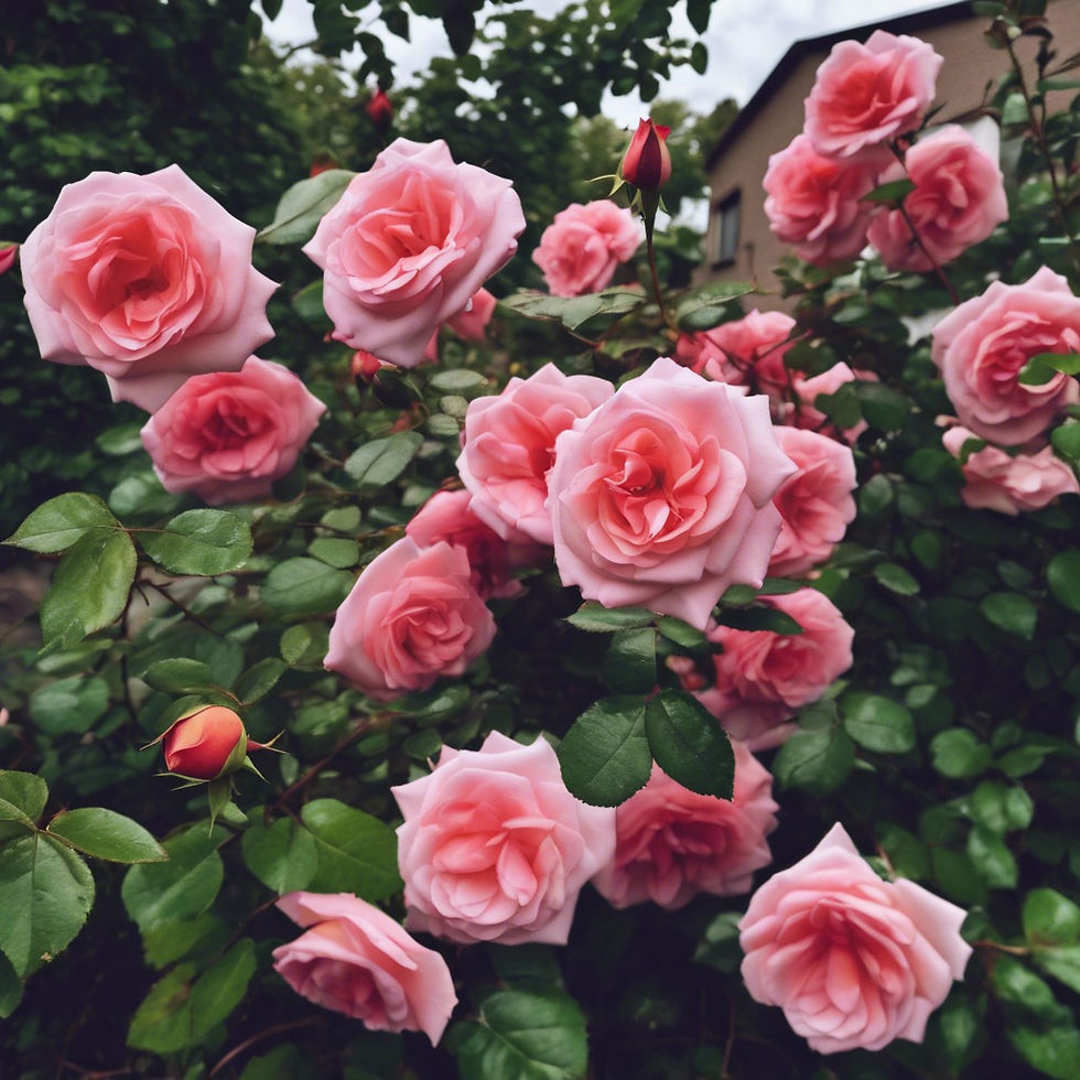 Pink roses in flower