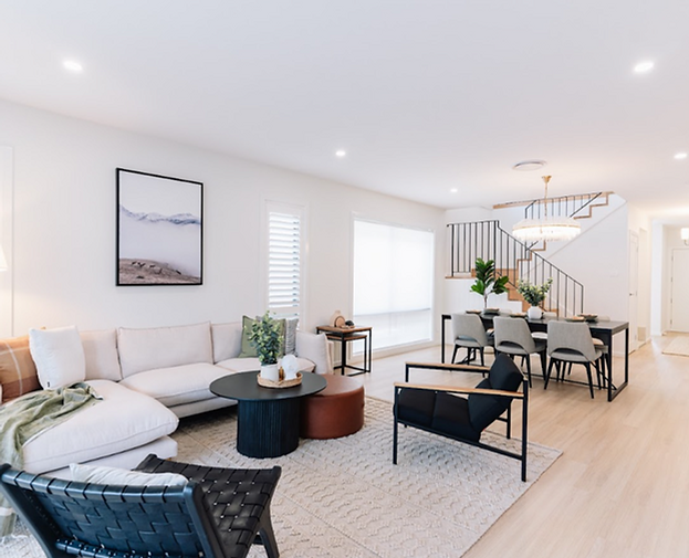 Bright open-plan living and dining area