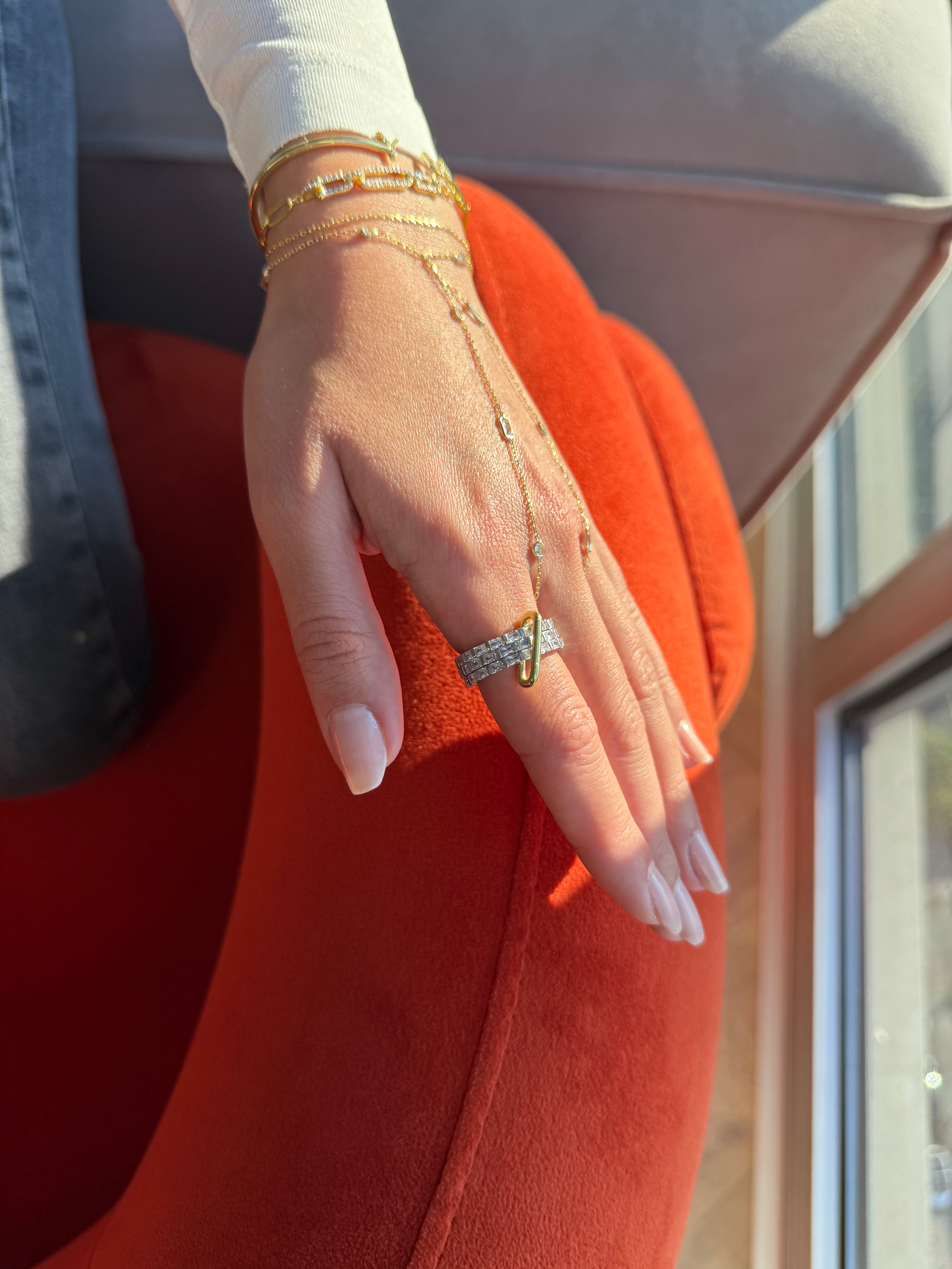 3'lü Baget Taşlı Kilitli Yüzük | 925 Ayar Gümüş