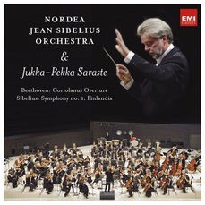 CD kansikuva Nordic Jean Sibelius Orchestran ja Jukka-Pekka Sarasteen tekemästä levystä Beethoven: Coriolanus Overture, Sibelius: Symphony no. 1, Finlandia