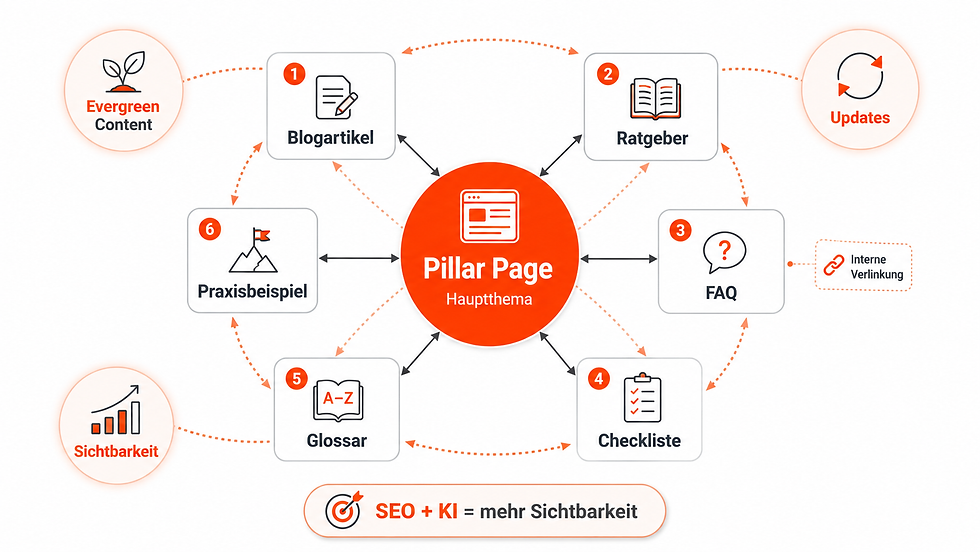 Evergreen -Content: Pillar Pages was dazu gehört.