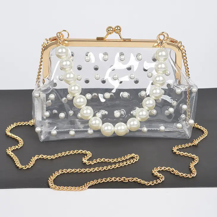 Clear Pearl Clutch Handbag (New Design)