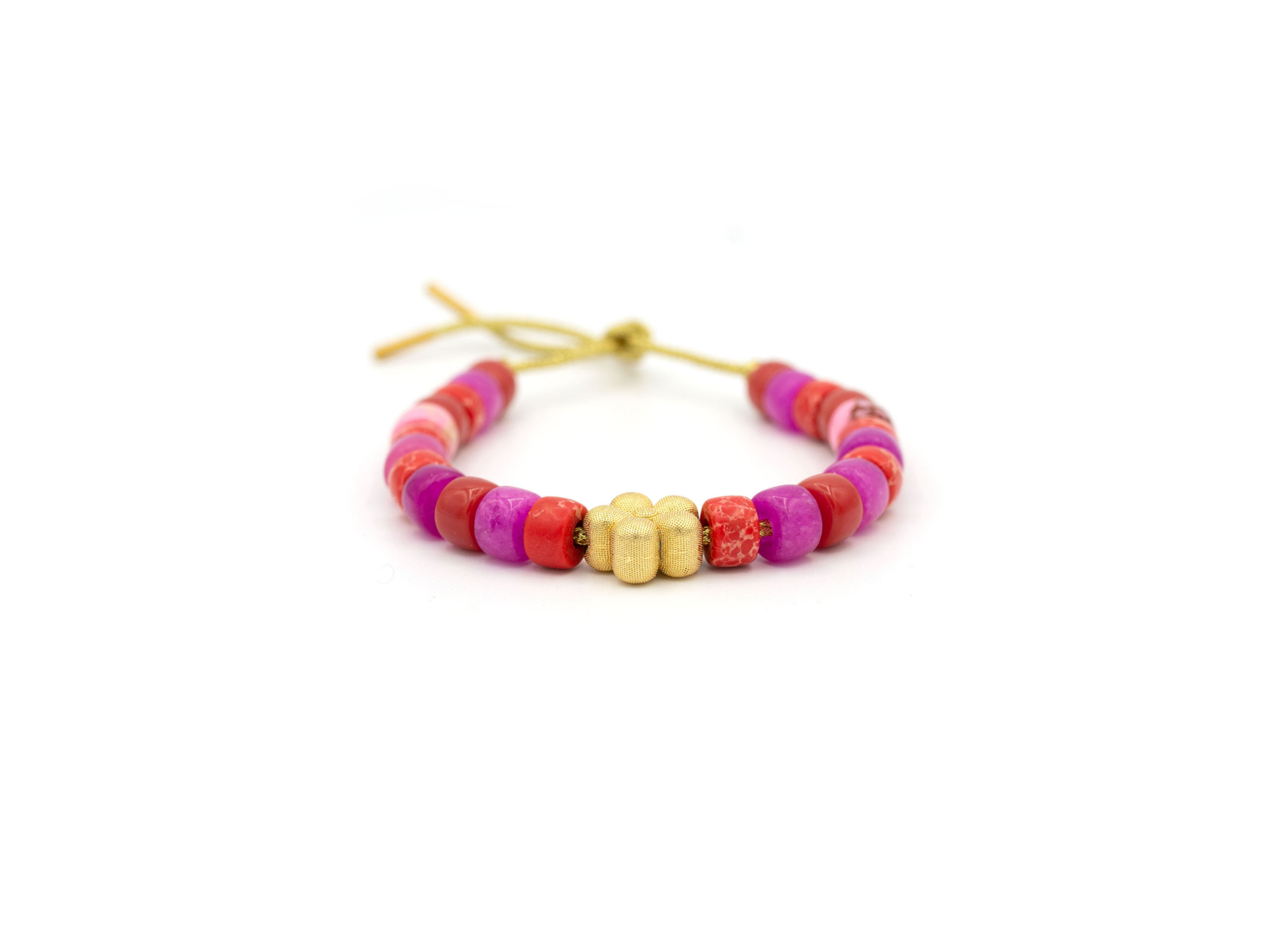 Vibrant Gold & Rose big beads bracelet